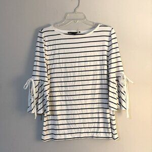 White House Black Market Womens Striped 3/4 Sleeves Shirt Top Size Small